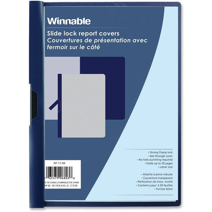 Report Cover-Slidelock, Letter Blue 30 Sheet Capacity