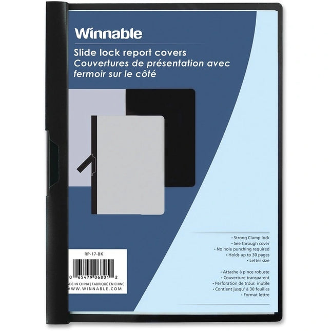 Report Cover-Slidelock, Letter Black 30 Sheet Capacity