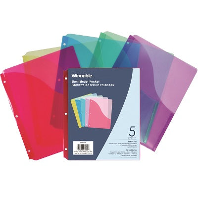 Paquet De 5 Pochettes De Reliure En Biseau Incurvé, Format Lettre, Couleurs Variées