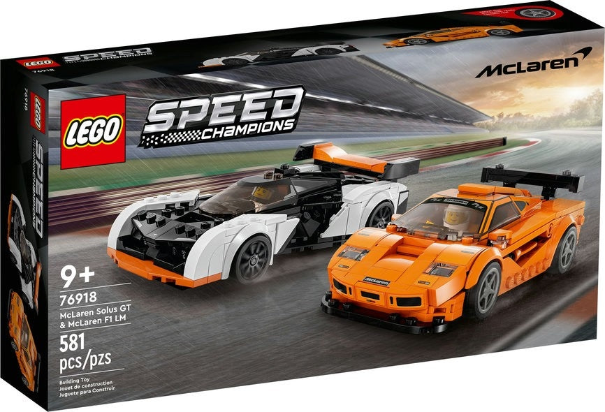 Lego speed champions 76918 mclaren solus gt & mclaren f1 lm 9+ | 581 pcs