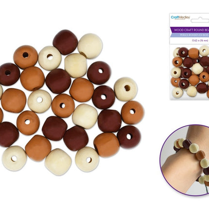 Round wooden beads pack of 30 pcs 16mm