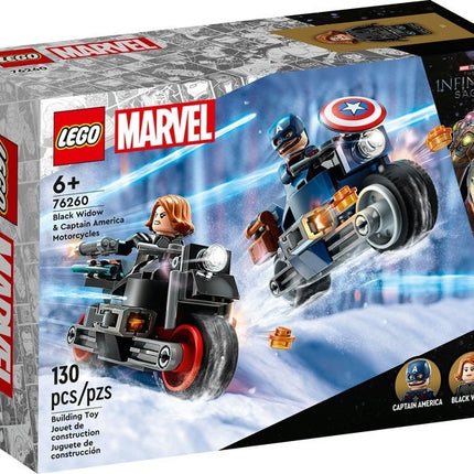 Lego marvel 76260 black widow &amp; captain america motorcycles 6+ 130 pcs