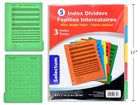 Paquet 5 index intercalaires 8.5x11 assorties