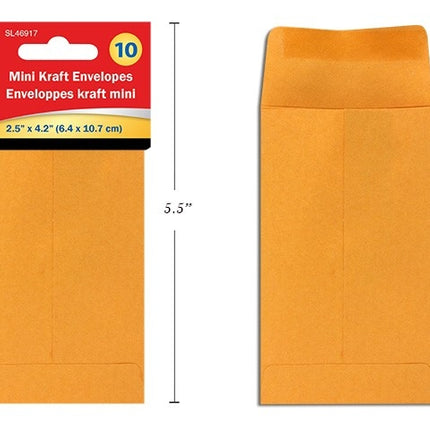 Pqt 10 mini enveloppes kraft 2.5*4.2