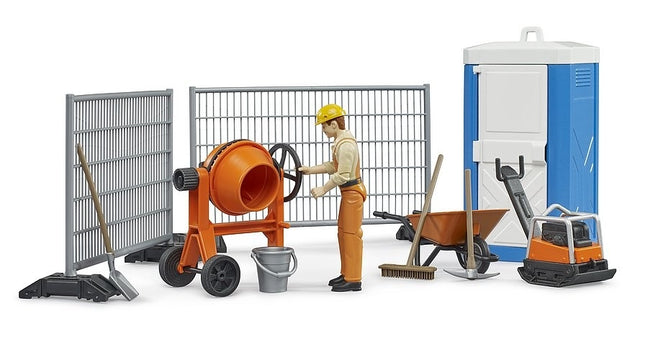 Construction set: chemical toilet, mixer, wheelbarrow, ... - bruder 62008