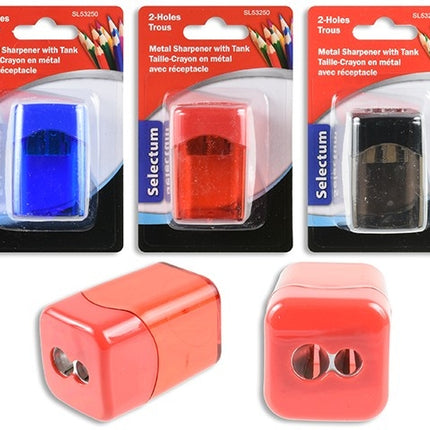 Taille crayon 2 trous en métal avec réceptacle