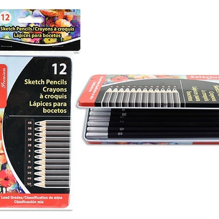 Ens de 12 crayons à croquis
