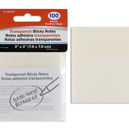 Clear Sticky Notes 100 Sheets 3x3in