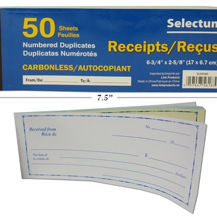 Booklets 50 double receipts