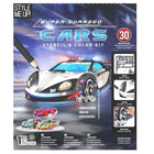 Super-charged cars - coloring kit with stencils