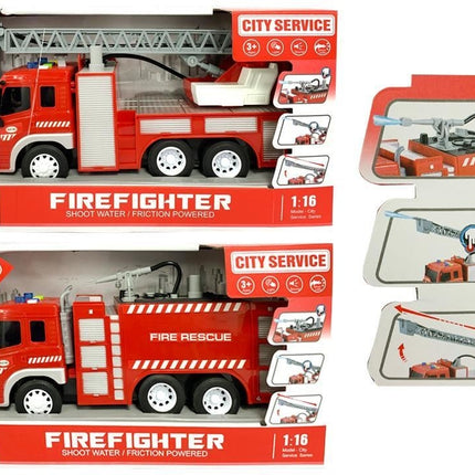 Fire truck friction sounds and water hose