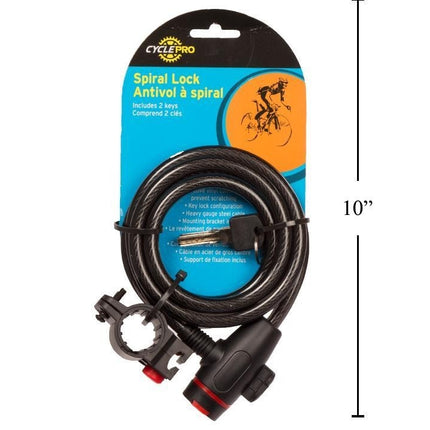 Cyclepro spiral lock w/ 2 keys, t.o.c.