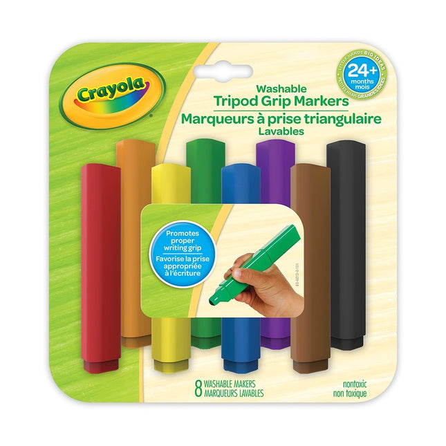 8 washable triangular grip markers