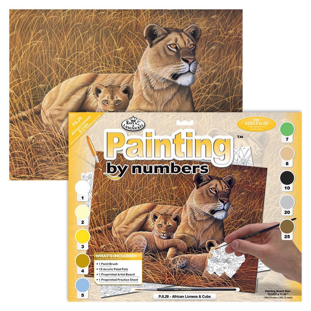 Painting by numbers African lioness and lion cub