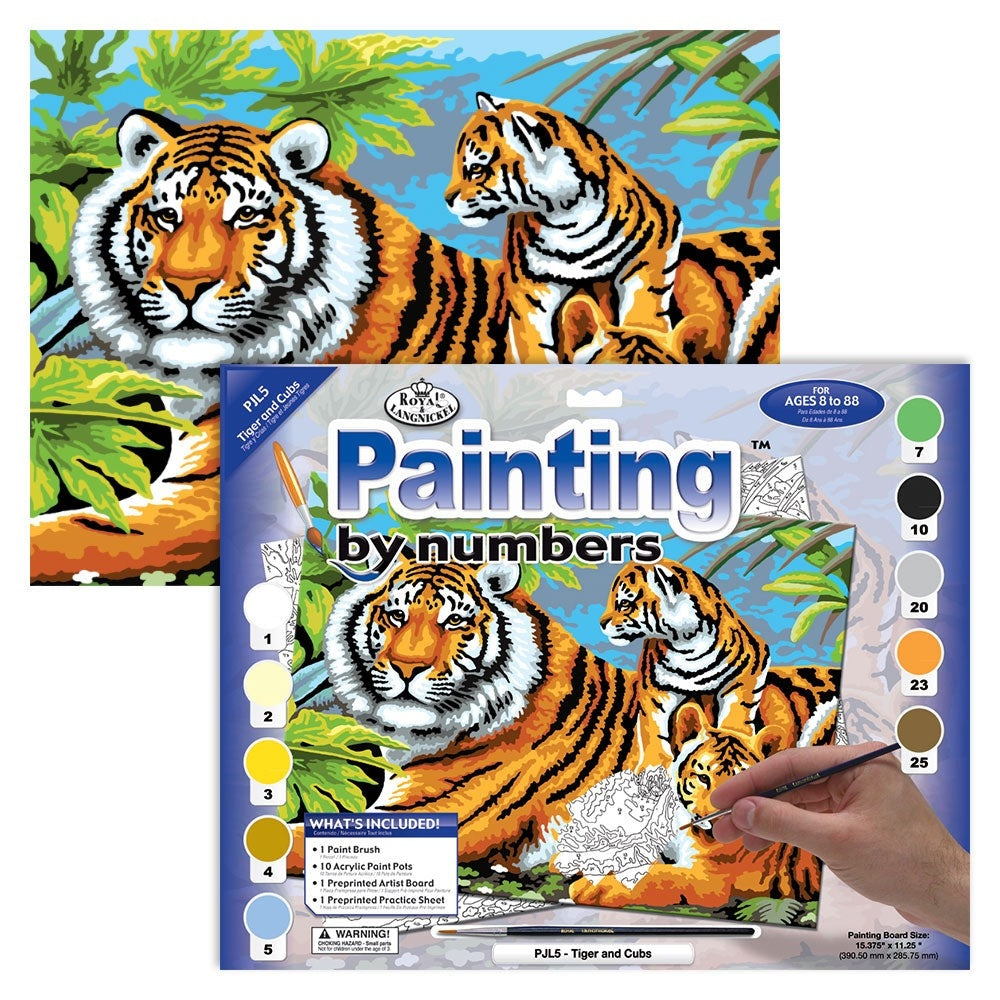 Painted. num. r&amp;l- tiger and tiger cubs