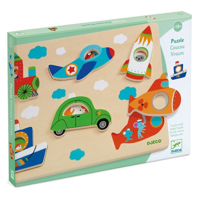 Djeco peek-a-boo vroom puzzle 18 months+