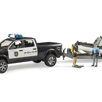 Ram 1500 de police avec bateau de secours bruder 02507