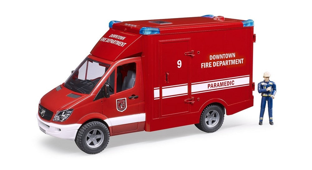 Mb sprinter du service incendie avec pompier - bruder 02539