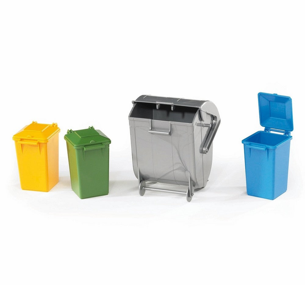 Bruder 026 Trash Can Kit (Three Small Trash Cans and One Large Trash Can)