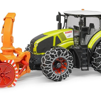 Claas axion 950 avec chaînes à neige et souffleuse - bruder 0301