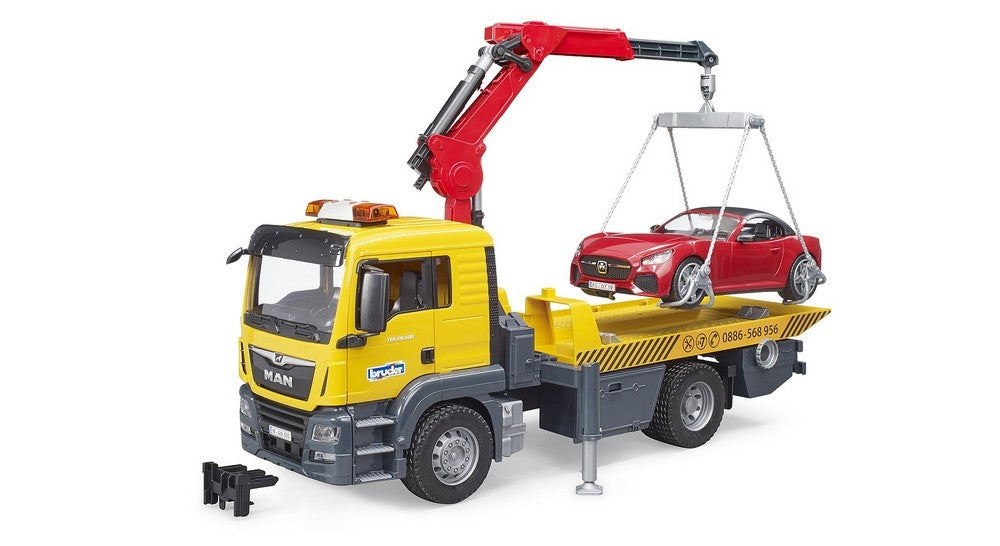 Man tgs tow truck with roadster - bruder 03750