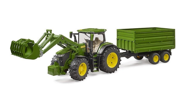 Tracteur john deere avec chargeur et trailer bruder 09828