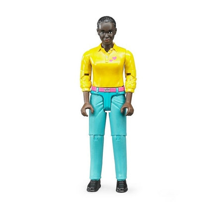 Femme avec chandail jaune et pantalon turquoise - bruder 60404