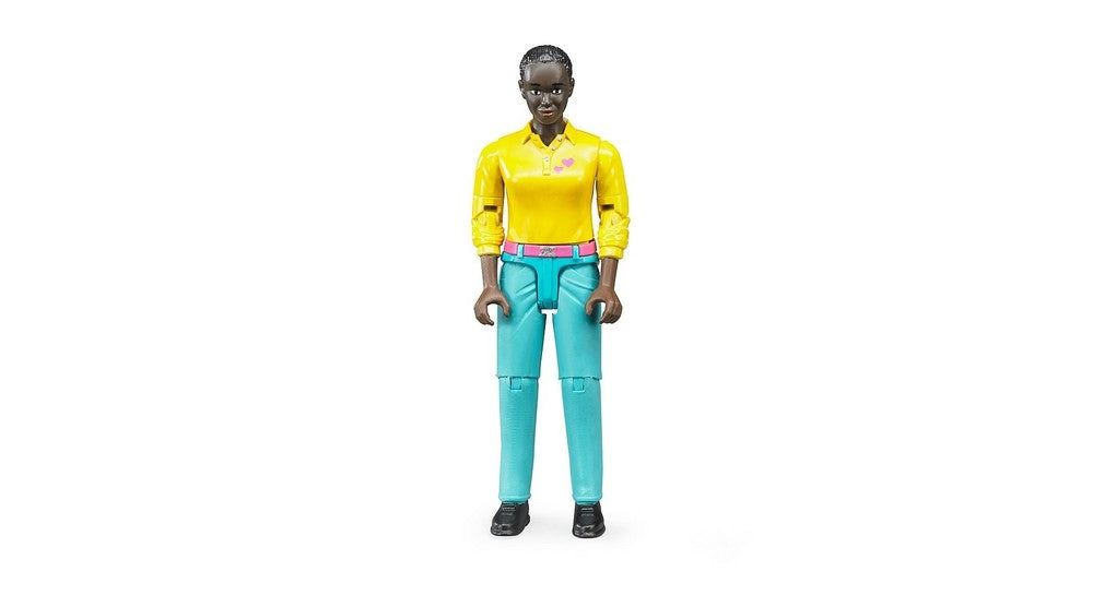 Femme avec chandail jaune et pantalon turquoise - bruder 60404