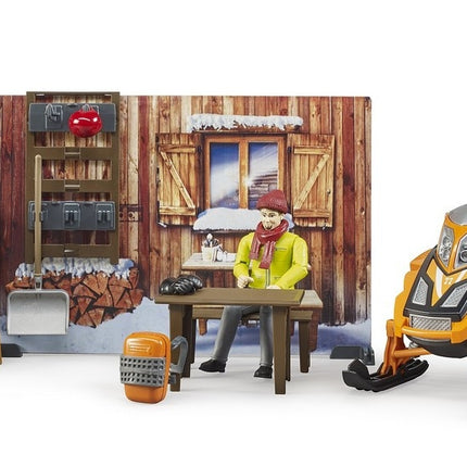 Bworld chalet with snowmobile - bruder 63102