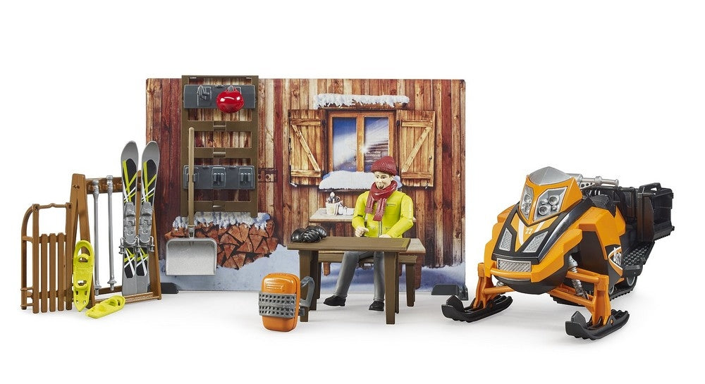 Bworld chalet with snowmobile - bruder 63102