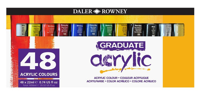 Box of 48 graduated acrylic tubes 22ml daler rowney