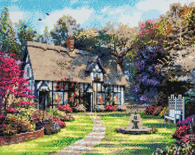 Mounted canvas (16x20") diamond painting - country cottage