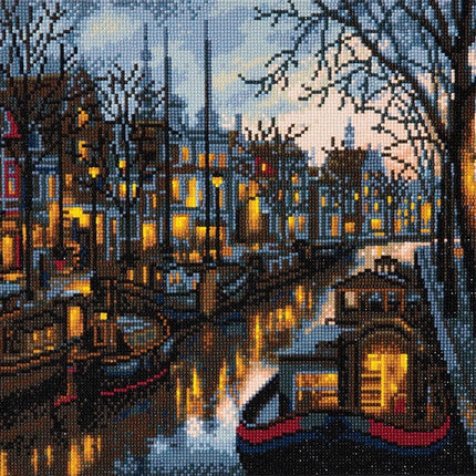 Mounted canvas (16x20") diamond painting - canal life