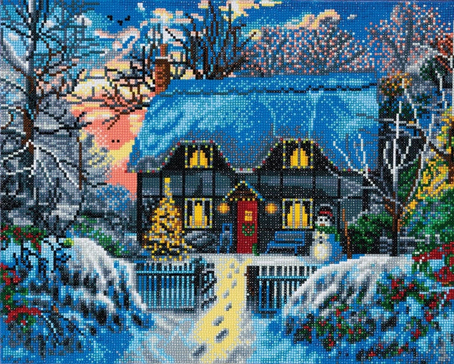 Mounted canvas (16x20") diamond painting - yuletide manor