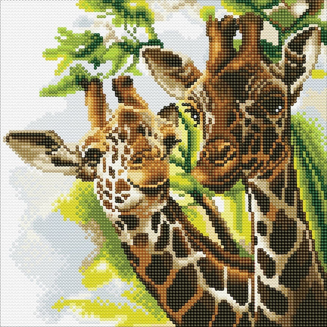 Canvas (12x12") diamond painting - friendly giraffes