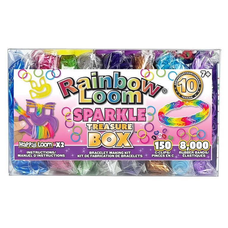 Box of 8000 rainbow loom sparkle elastics