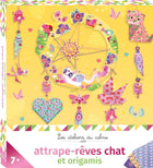 Attrape-rêves chat et origamis - mini-boîte avec accessoires