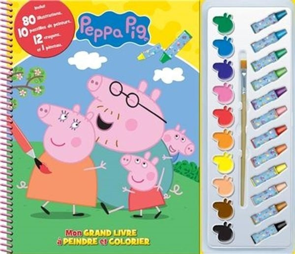 Peppa pig - mon grand livre à peindre et colorier