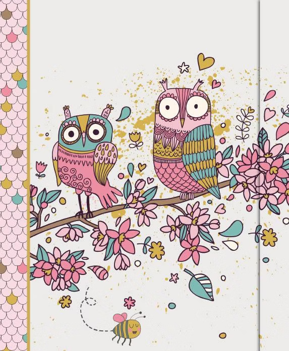 Journal couverture rigide spiral 7.5X10po Deux hibous