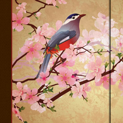 Magnetic Flap Journal - Sakura Bird 7in X 9.5in Hardcover