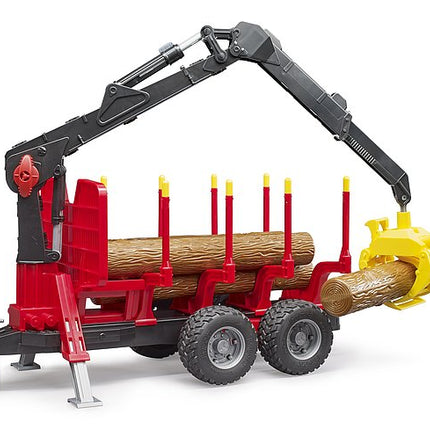Forestry trailer with loading crane and grapple - bruder