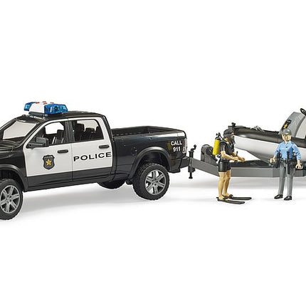 Police Ram 1500 with Bruder rescue boat 02507