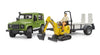 Land rover defender avec remorque, cat et figurine - bruder 02593