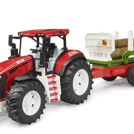 Tracteur ROADMAX avec remorque forestière et 3 troncs d'arbre - Bruder 03453