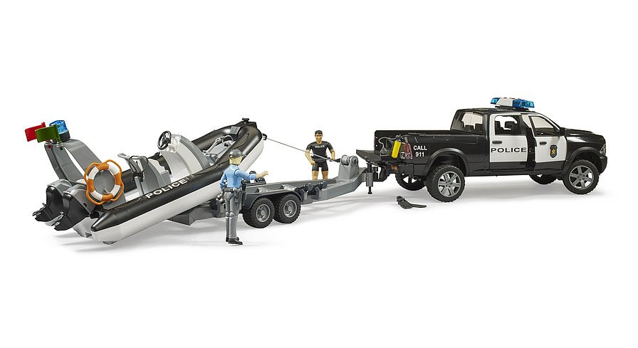 Police Ram 1500 with Bruder rescue boat 02507