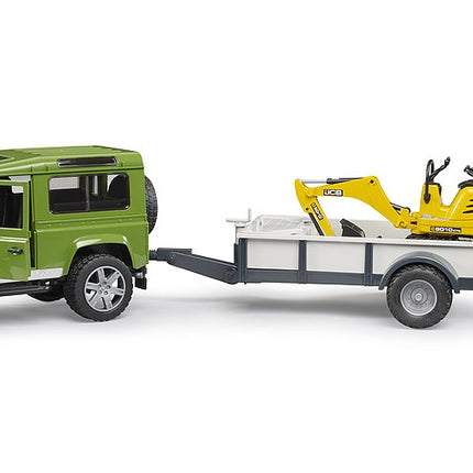 Land rover defender avec remorque, cat et figurine - bruder 02593
