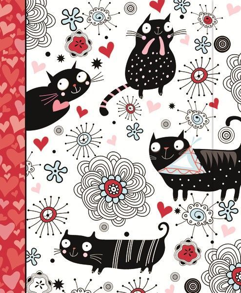 Large Simple Dream Doodle cat journal 7.5"X9.5"
