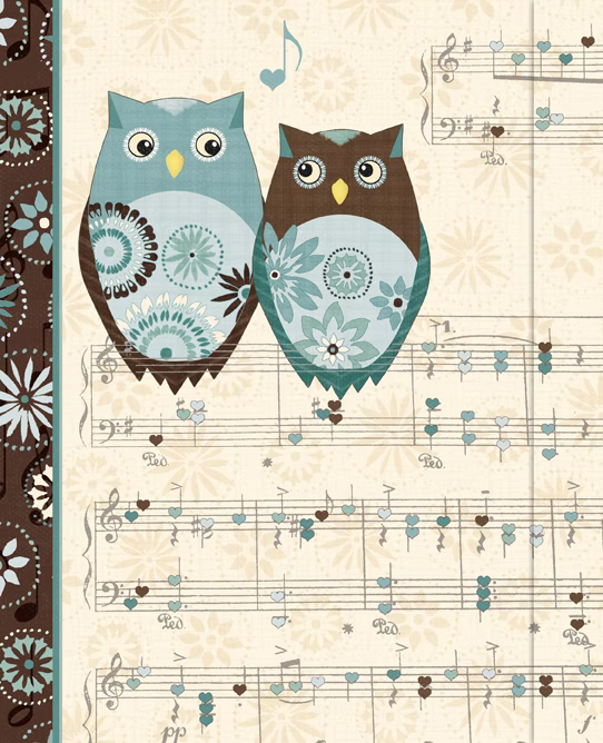 Journal Hibou 7.75poX9.75po couverture rigide spirale avec rabat magnétique