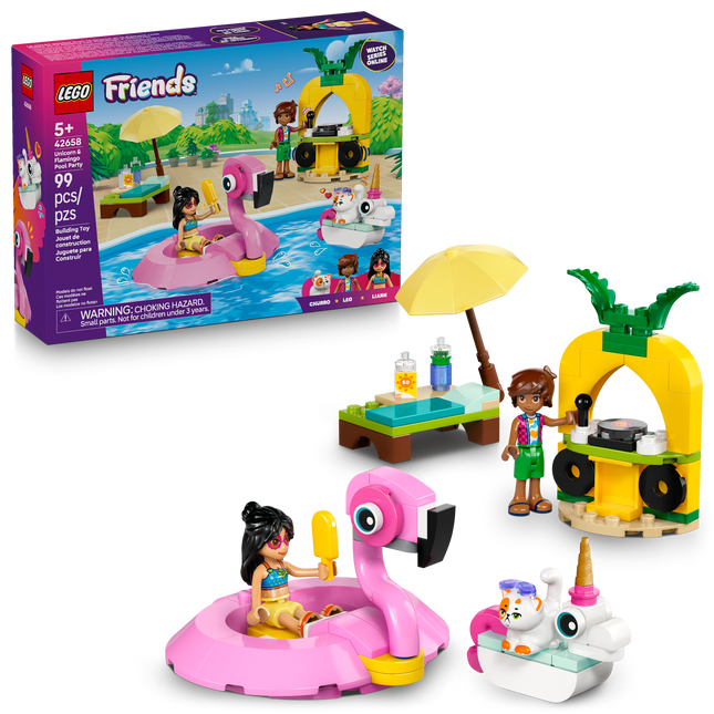 Lego Friends 42658 La soirée piscine avec la licorne et le flamant rose