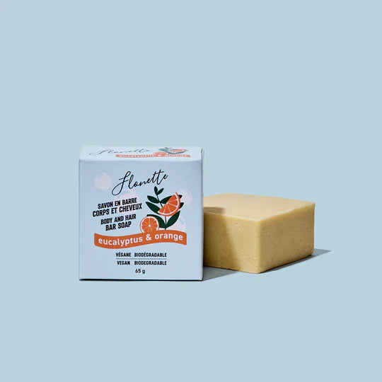 Savon corps et cheveux en barre - eucalyptus et orange